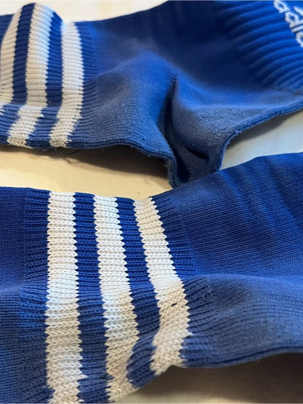 adidas Blue Soccer Socks with White Stripes